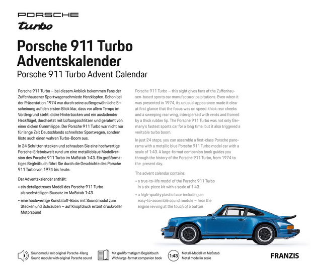 2025 Porsche 911 Turbo Advent Calendar: Limited Edition Collectible Scale Model