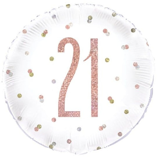 18 Inch 21st Birthday Glitz Rose Gold Foil Balloon